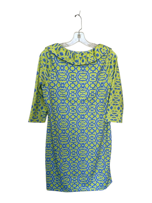 Gretchen Scott Size M Lime & Blue Polyester Blend Long Sleeve Kaleidoscope Dress Lime & Blue / M