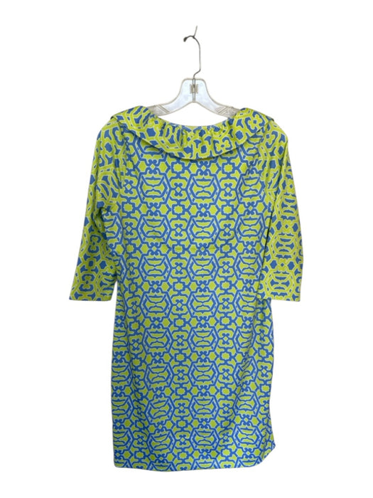 Gretchen Scott Size M Lime & Blue Polyester Blend Long Sleeve Kaleidoscope Dress Lime & Blue / M