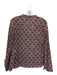 Tory Burch Size 4 Magenta & Green Cotton Long Sleeve Flowers Sequins Top Magenta & Green / 4