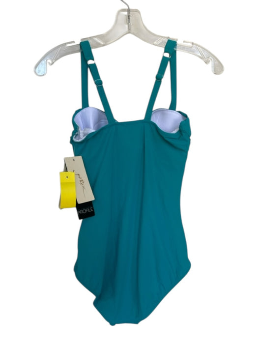 Gottex Size 12 Teal Polyamid Gathered Hook & Eye One Piece Swimsuit Teal / 12