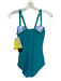 Gottex Size 12 Teal Polyamid Gathered Hook & Eye One Piece Swimsuit Teal / 12