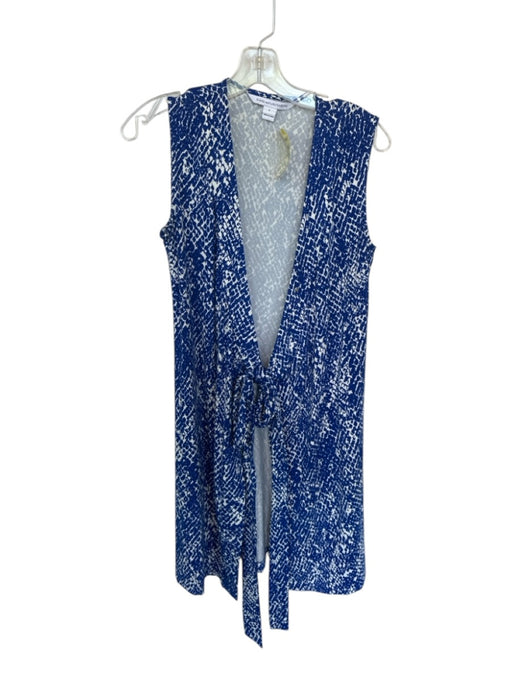 Diane Von Furstenberg Size 6 Blue & White Viscose Sleeveless Snake Print Dress Blue & White / 6
