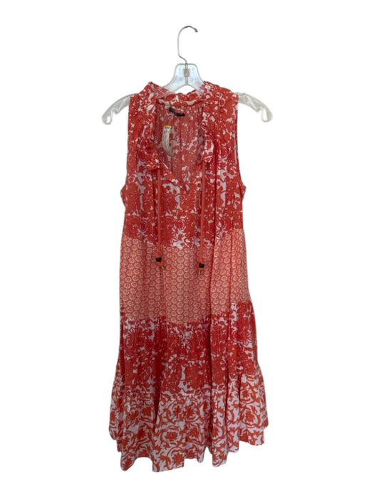 Chelsea & Theodore Size Est M Orange & White Cotton Sleeveless Flowers Dress Orange & White / Est M