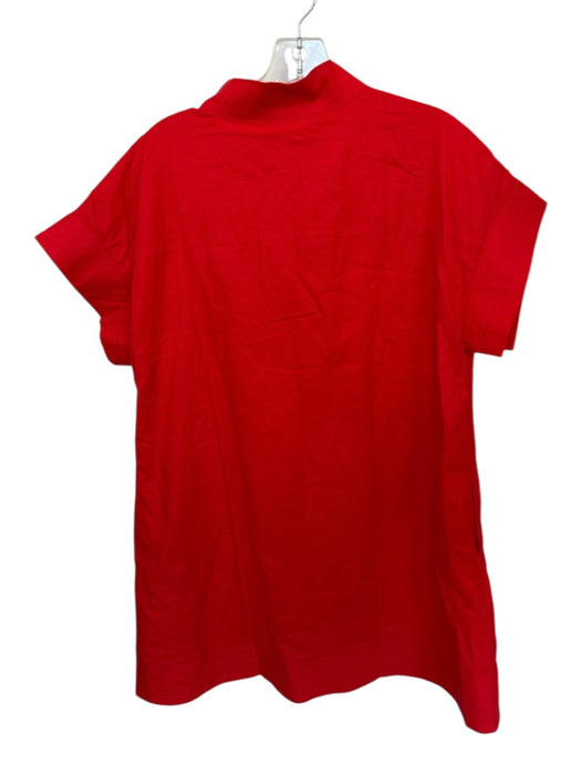 avara Size S Red Cotton Blend Button Up Short Sleeve high neck Knee length Dress Red / S