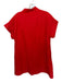 avara Size S Red Cotton Blend Button Up Short Sleeve high neck Knee length Dress Red / S