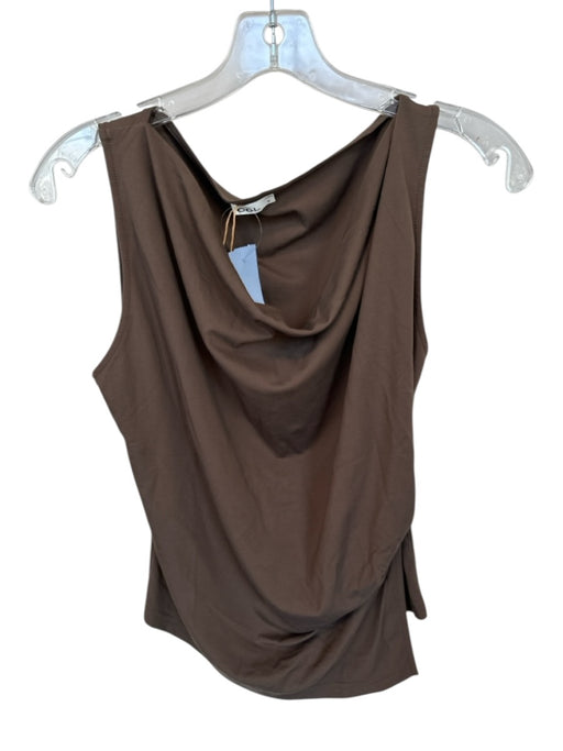 OGL Size M Brown viscose, nylon & spandex Cowl Neck Sleeveless Top Brown / M