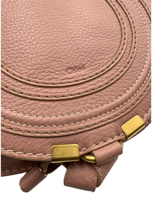 Chloe Dusty Pink Leather Crossbody Round Flap Closure Gold Hardware Bag Dusty Pink / S