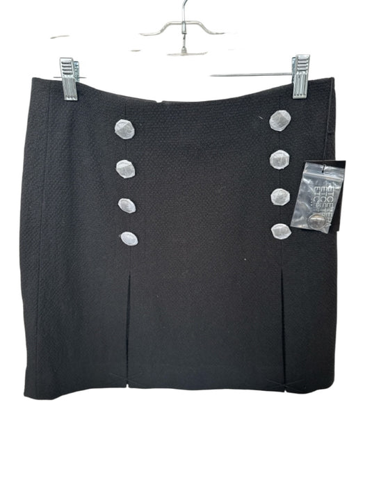 Et Cetera Size 6 Black Cotton Blend Silver Buttons Mini Slit Detail Skirt Black / 6