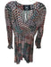 Maeve Size S Red & Multi Viscose Blend Ruffle Detail V Neck Long Sleeve Dress Red & Multi / S