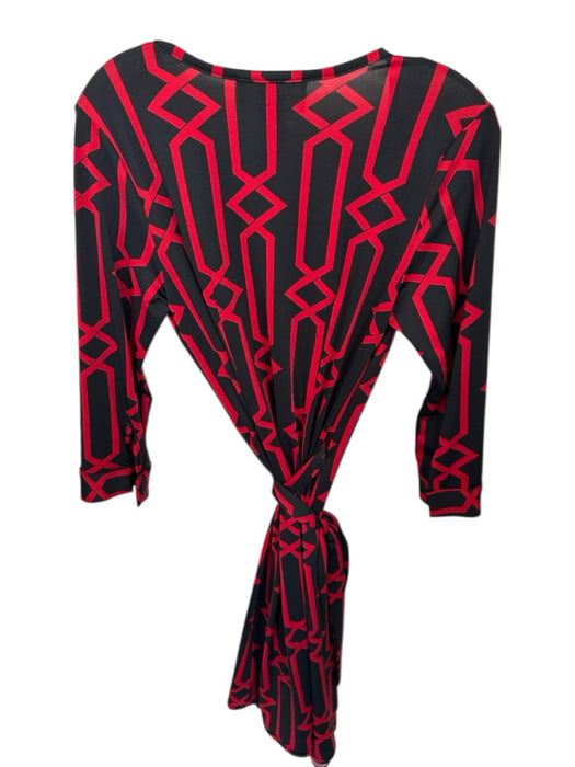 Julie Brown Size S Red & Black Polyester Long Sleeve Wrap dress Midi Dress Red & Black / S