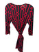 Julie Brown Size S Red & Black Polyester Long Sleeve Wrap dress Midi Dress Red & Black / S
