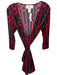 Julie Brown Size S Red & Black Polyester Long Sleeve Wrap dress Midi Dress Red & Black / S