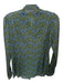 Tory Burch Size 4 Blue & Green Cotton Apple Gold Hardware Ruffle Accent Blouse Blue & Green / 4