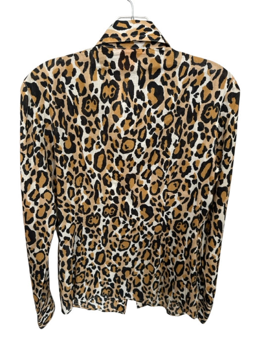 Tory Burch Size 4 Black & Brown Cotton Cheetah Gold Hardware Pockets Blouse Black & Brown / 4