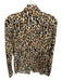 Tory Burch Size 4 Black & Brown Cotton Cheetah Gold Hardware Pockets Blouse Black & Brown / 4