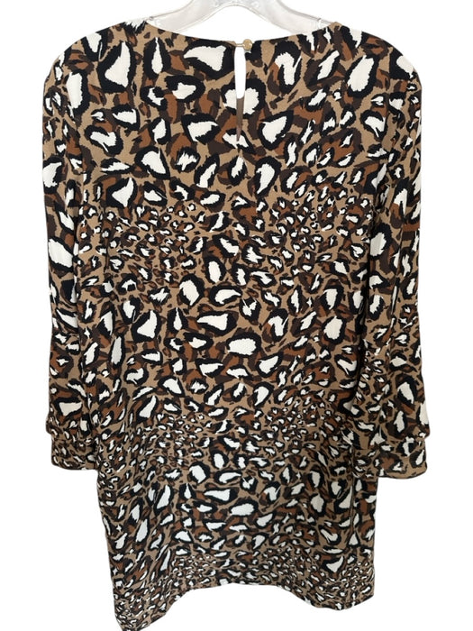 Jade Size M Brown & Black Polyester Cheetah Long Sleeve Button Back Midi Dress Brown & Black / M