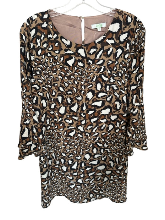 Jade Size M Brown & Black Polyester Cheetah Long Sleeve Button Back Midi Dress Brown & Black / M