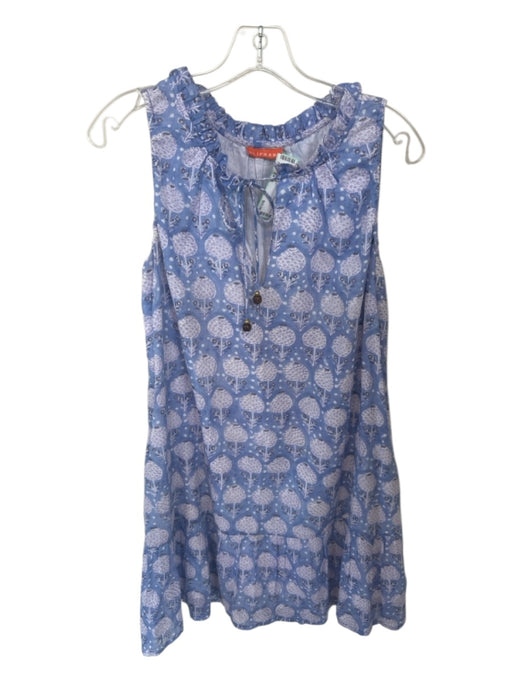 Oliphant Size Est S Blue & Purple Cotton Sleeveless Flowers Dress Blue & Purple / Est S