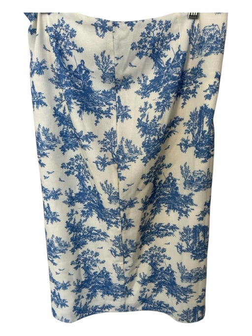Miaou Size M Cream & Blue Side Zip Toile Midi Skirt Cream & Blue / M