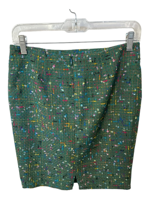 BANU Size 4 Green & Multi Tweed Back Zip Pencil Skirt Green & Multi / 4