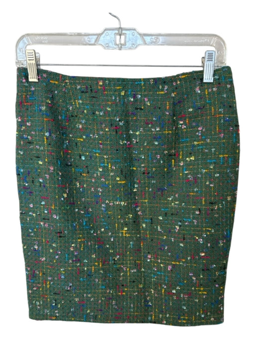 BANU Size 4 Green & Multi Tweed Back Zip Pencil Skirt Green & Multi / 4