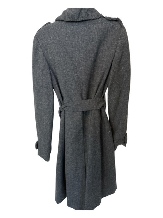 All Saints Size 10 Charcoal Wool Long Sleeve Buttons Belted Full Length Coat Charcoal / 10