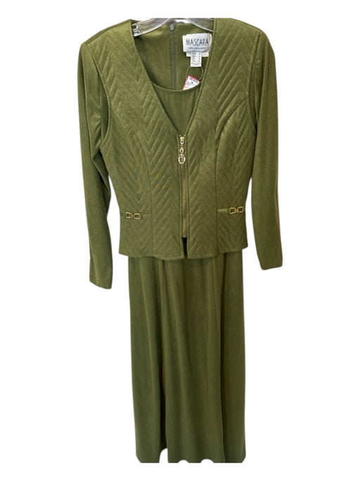 Mascara Size 4 Green Long Sleeve Chevron Front Zip GHW Dress Green / 4
