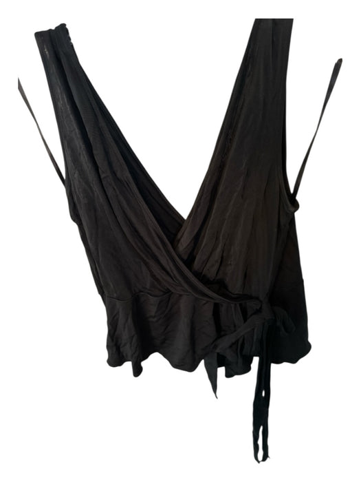 Diane Von Furstenberg Size P Black Silk Sleeveless Wrap Top Black / P