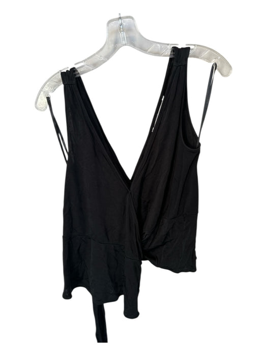 Diane Von Furstenberg Size P Black Silk Sleeveless Wrap Top Black / P