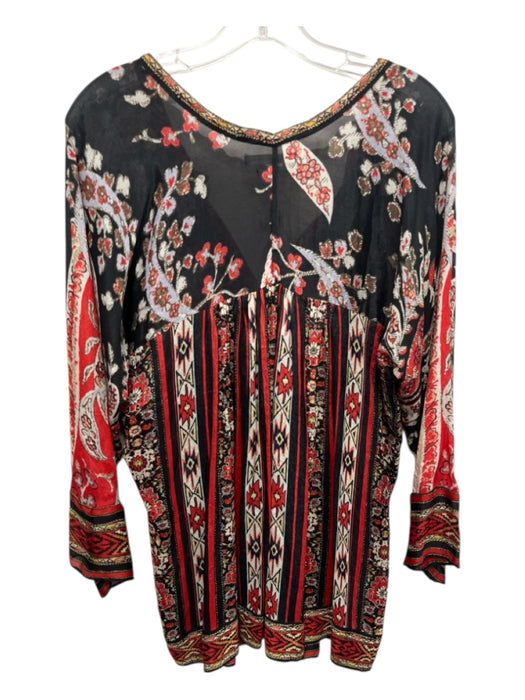 Isabel Marant Etoile Size 2 Red, Black, Multi Viscose 3/4 Sleeve Tunic Top Red, Black, Multi / 2