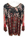 Isabel Marant Etoile Size 2 Red, Black, Multi Viscose 3/4 Sleeve Tunic Top Red, Black, Multi / 2
