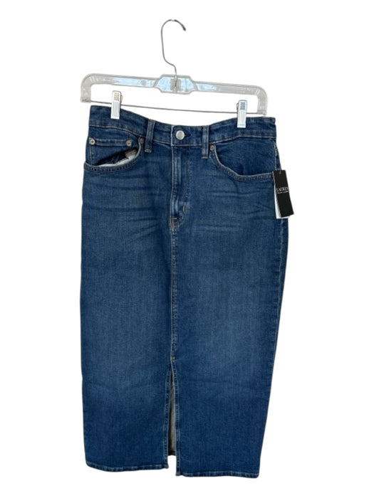 Lauren Ralph Lauren Size 6 Med Dark Wash Cotton High Waist Slit Maxi Denim Skirt Med Dark Wash / 6