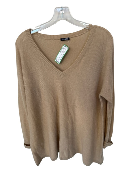 Magaschoni Size Est M Camel Cashmere Long Sleeve V Neck Sweater Camel / Est M