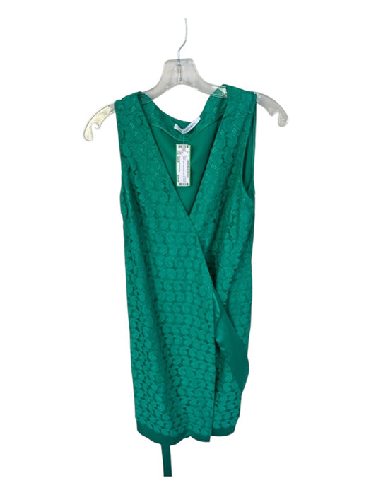 Diane Von Furstenberg Size Est S Green Lace Sleeveless Side Tie Dress Green / Est S
