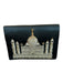 Black & Gold Sateen Embroidered Building Front Flap Bag Black & Gold / S
