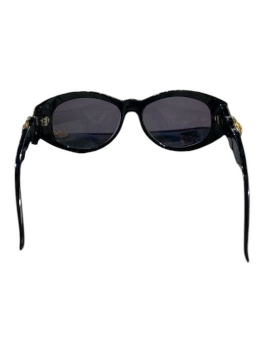 Versace Black & Gold Plastic Oval Gold Hardware Medusa Vintage Sunglasses Black & Gold