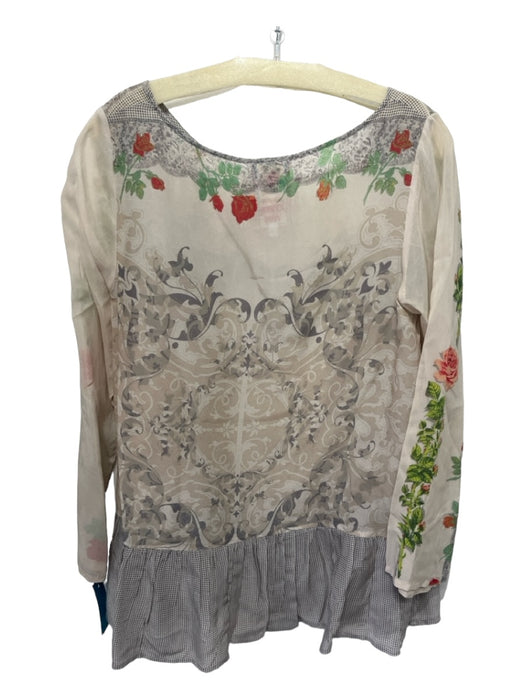 Johnny Was Size S Beige & Multi Cupra Rayon floral print Top Beige & Multi / S