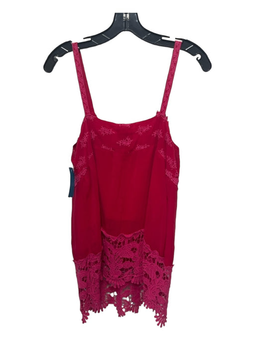 Johnny Was Size M Magenta Pink Cupra Rayon Sleeveless Crochet Lace Top Magenta Pink / M