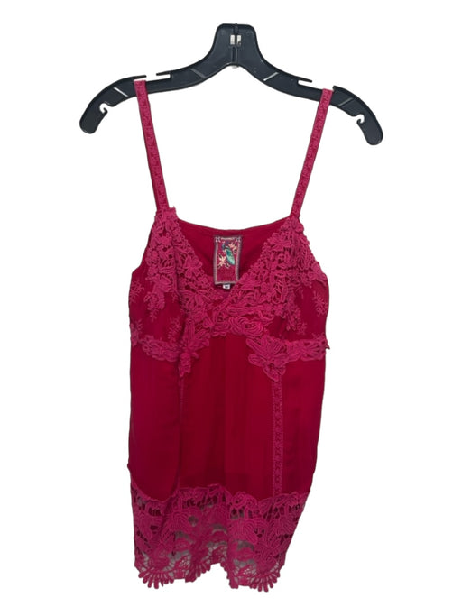 Johnny Was Size M Magenta Pink Cupra Rayon Sleeveless Crochet Lace Top Magenta Pink / M