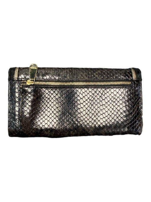 Brahmin Black & Brown Snakeskin Bi-Fold Snap Closure Accordian Wallets Black & Brown