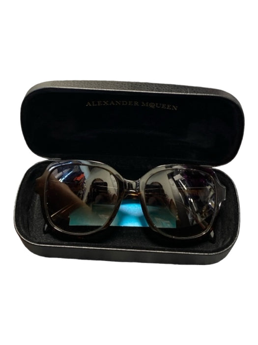 Alexander McQueen tortoise Plastic Square Round Lens Logo tinted lens Sunglasses tortoise