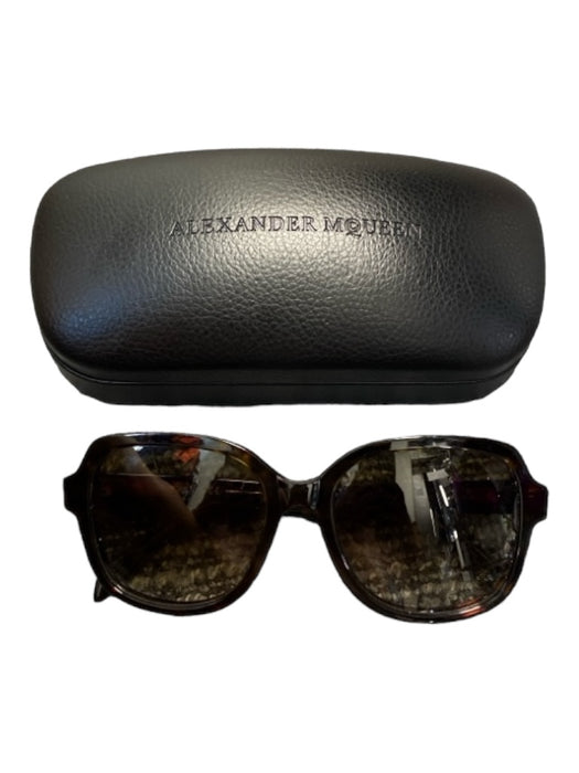 Alexander McQueen tortoise Plastic Square Round Lens Logo tinted lens Sunglasses tortoise