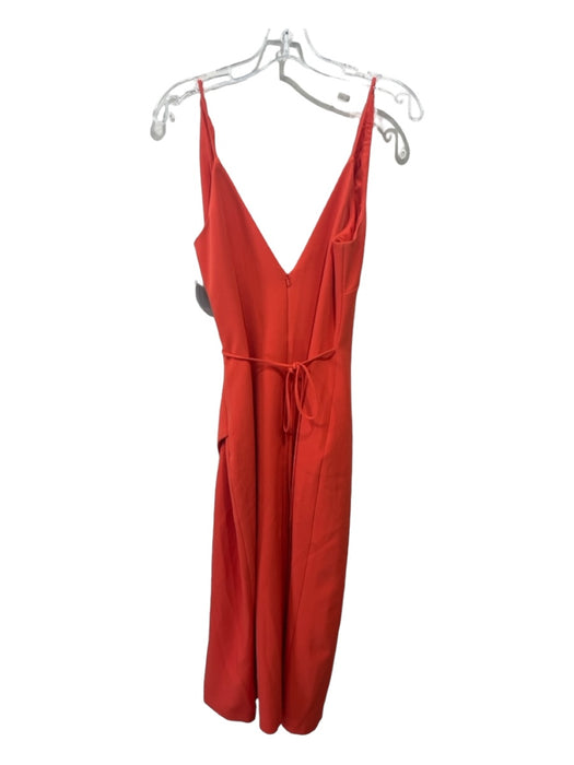 Halston Size 8 Orange Polyester Blend Spaghetti Strap Surplice Midi slit Dress Orange / 8