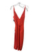 Halston Size 8 Orange Polyester Blend Spaghetti Strap Surplice Midi slit Dress Orange / 8