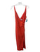 Halston Size 8 Orange Polyester Blend Spaghetti Strap Surplice Midi slit Dress Orange / 8