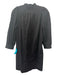 Pomander Place Size S Black Cotton Ruffle Neck 3/4 Sleeve 1/4 Button Shift Dress Black / S