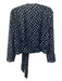 Tanya Taylor Size 6 Navy & Silver Silk Blend Wrap Long Sleeve Crop Top Navy & Silver / 6