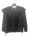 Loveshackfancy Size S Black Cotton Eyelet Long Sleeve Ruffle Back Button Top Black / S