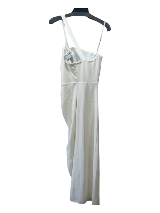 NBD Size Small White Polyester Strapless Side Gather Side Split Hem Gown Dress White / Small