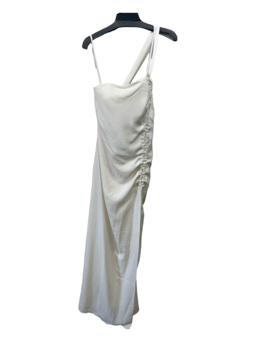 NBD Size Small White Polyester Strapless Side Gather Side Split Hem Gown Dress White / Small